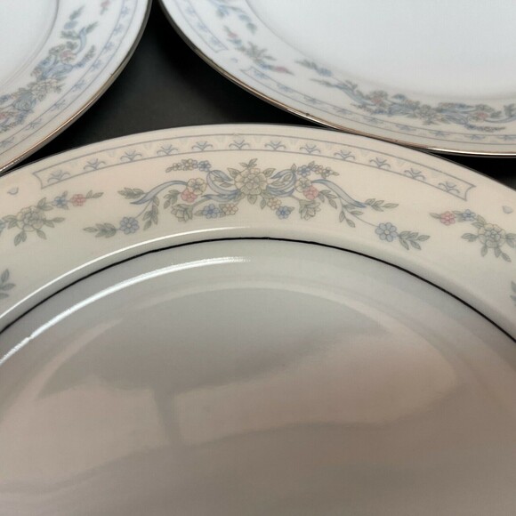 Somerset NL Excel Bread & Butter Floral White Blue Platinum Trim Lot of 3 - Picture 5 of 7